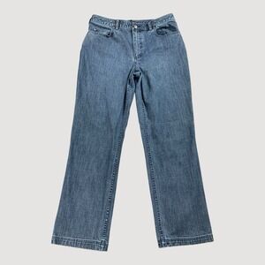 Duluth Trading Jeans Womens 14x33 Bootcut Stretch Reinforced‎ Cuffs Medium Wash